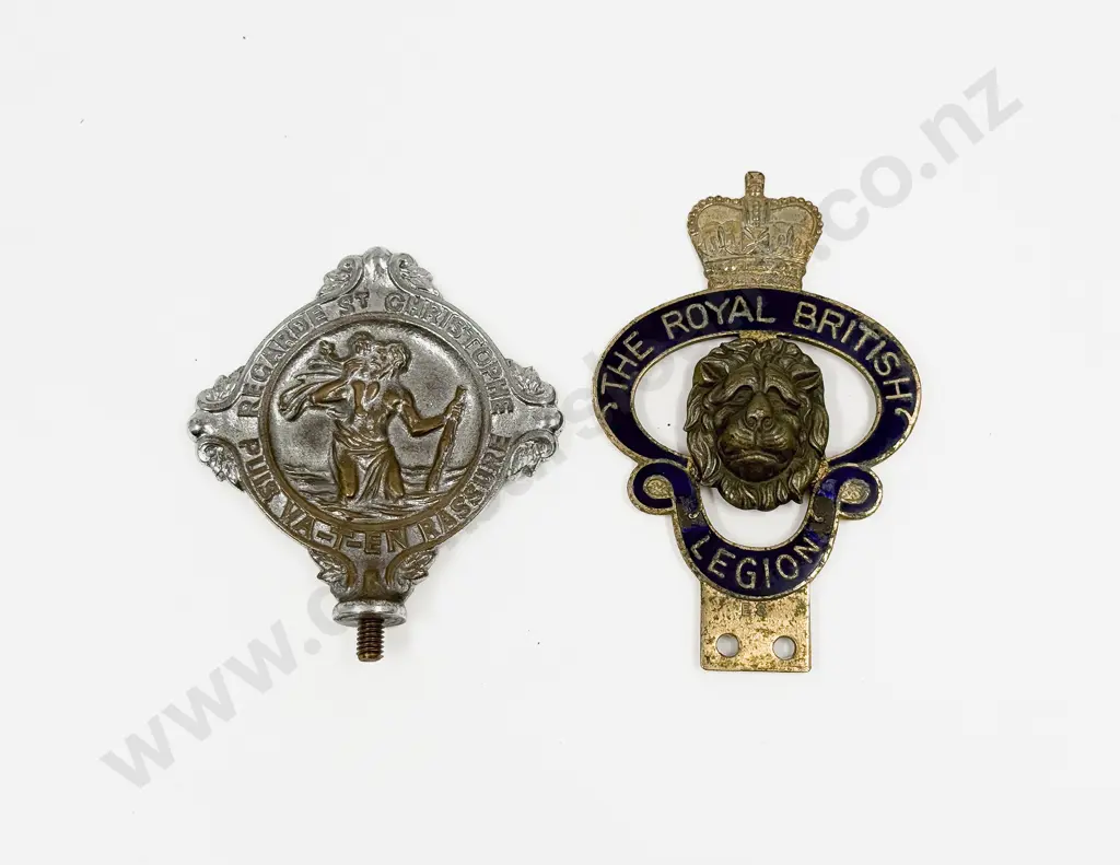 Vintage St Christopher Car Badge and The Royal British Legion Badge Image 1++