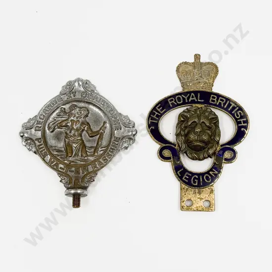 Vintage St Christopher Car Badge and The Royal British Legion Badge