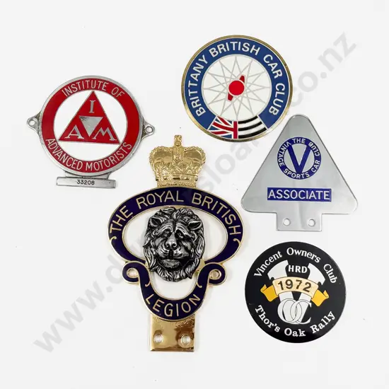 Collection Five Various British Car Club Badges