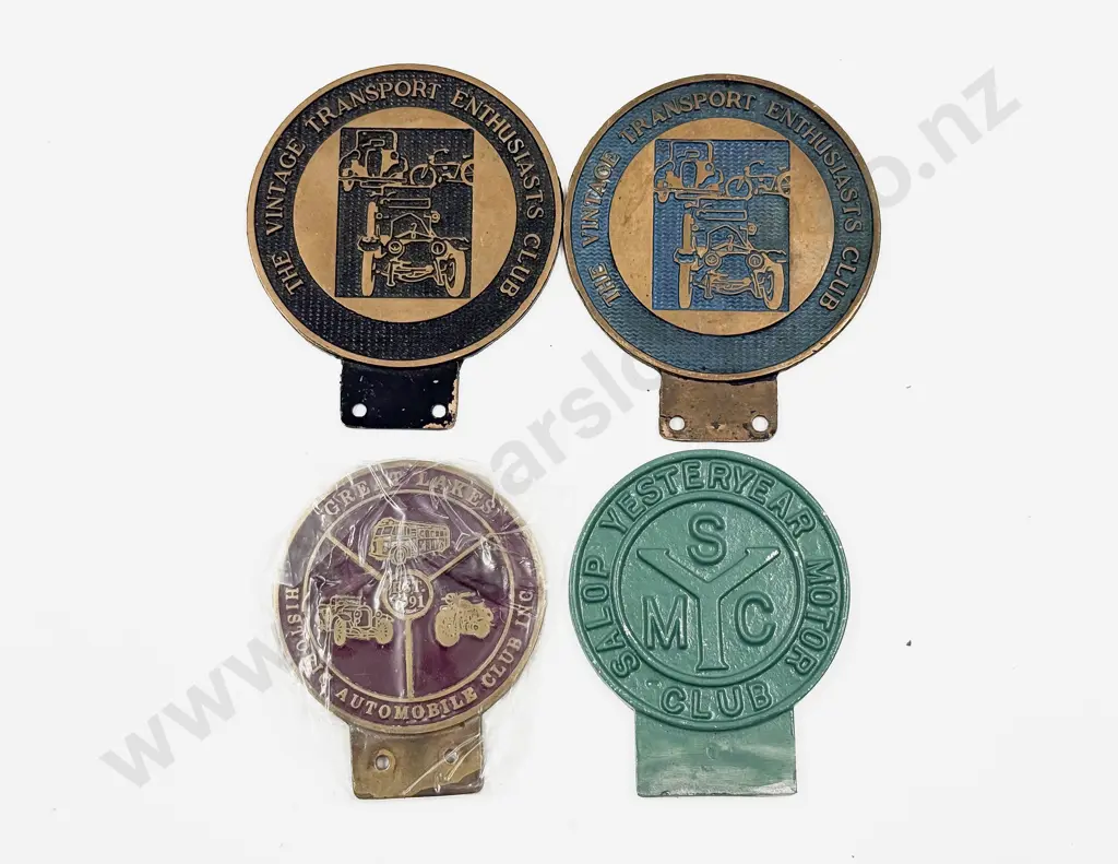 Three Historic Transport Vehicle Badges and Salop Yesteryear Motor Club Badge Image 1++