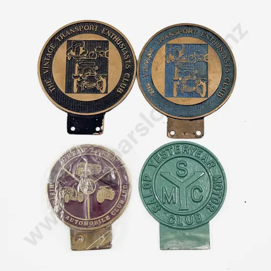 Three Historic Transport Vehicle Badges and Salop Yesteryear Motor Club Badge