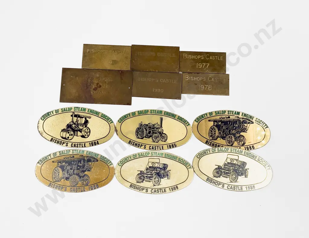 Collection of Brass County of Salop Steam Engine Society Rally Badges Image 1++