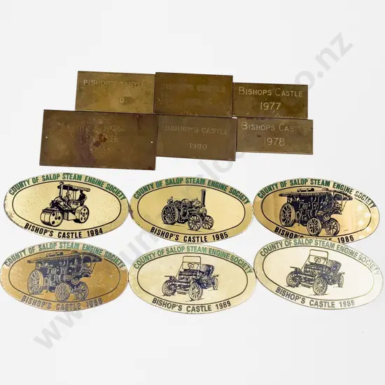 Collection of Brass County of Salop Steam Engine Society Rally Badges