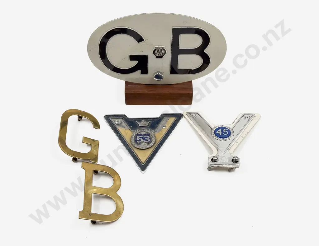 Vintage Aluminium GB AA Touring Car Badge with Brass GB Letters and 53 45 Year Club Badges Image 1++