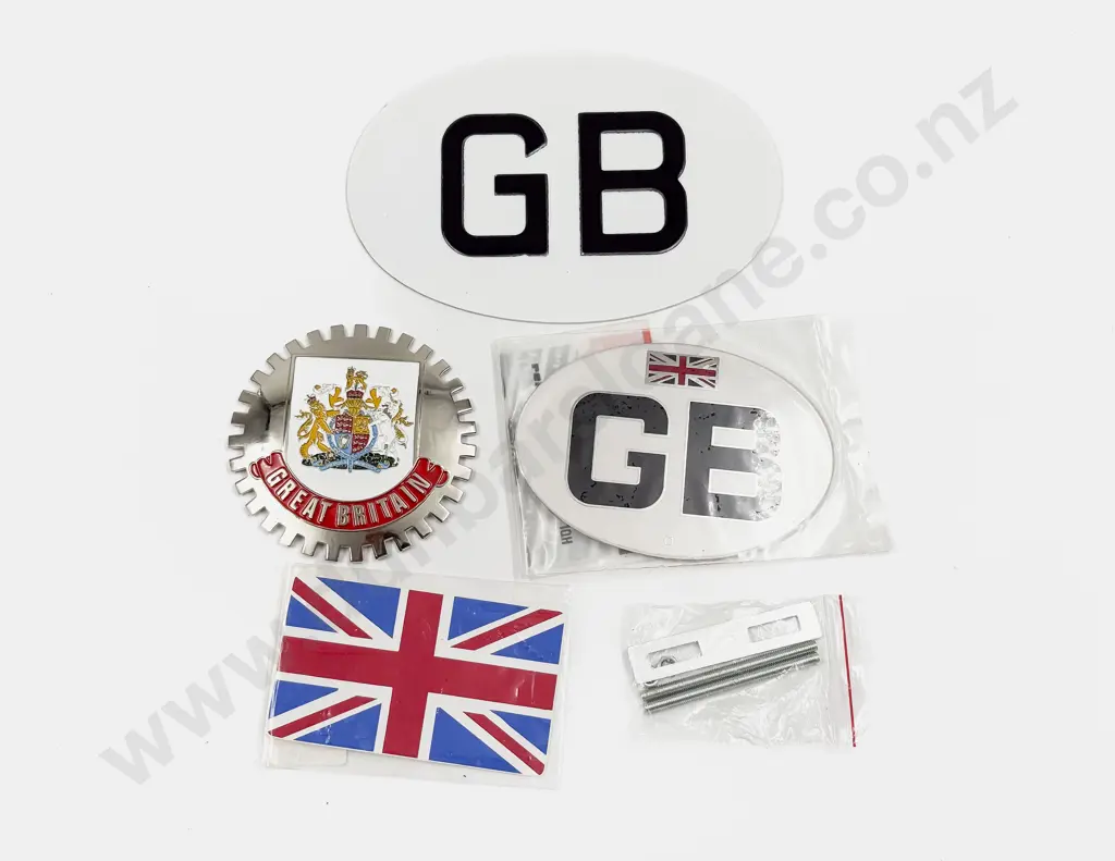 New Aluminium GB AA Touring Car Badge with Two Stickers and Great Britain Armorial Badge Image 1++