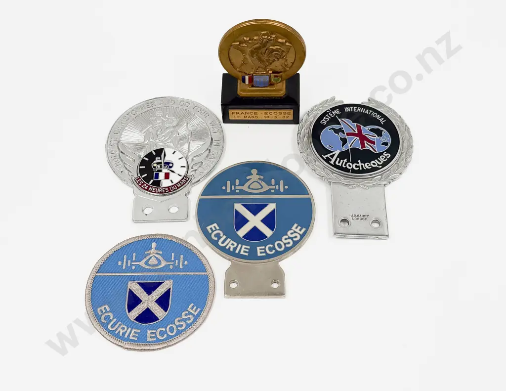 Le Mans St Christopher Badge with Two Racing Team Badges Cloth Badge and Trophy Miniature Image 1++