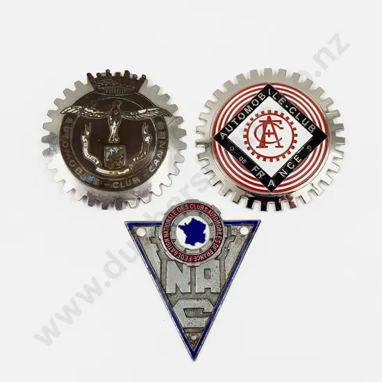 Three French Automobile Club/Association Car Badges