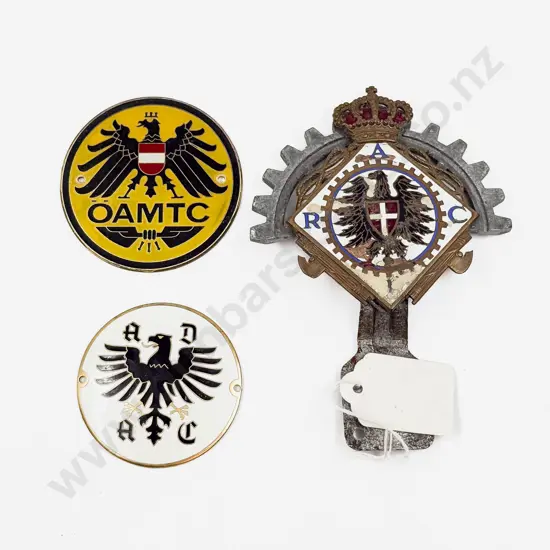 Three Various European Automobile Club/Association Car Badges