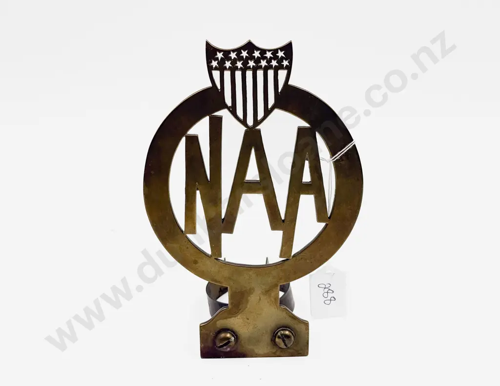 NAA National Automobile Association Brass Topper Badge Image 1++