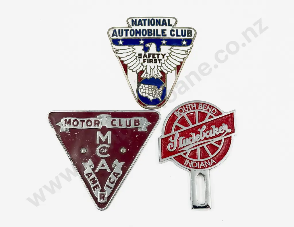 Studebaker South Bend Indiana Topper Badge with National Automobile Club & MCofA Plaques Image 1++