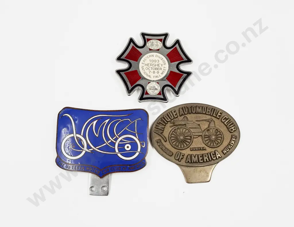 Three AACA Antique Automobile & Veteran Motor Car Club of America Grill Badges Image 1++