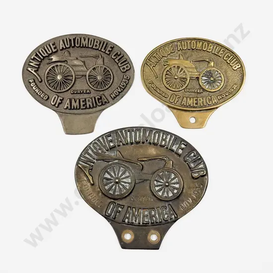 Three Variants of Brass AACA Antique Automobile Club of America Car Topper Badges
