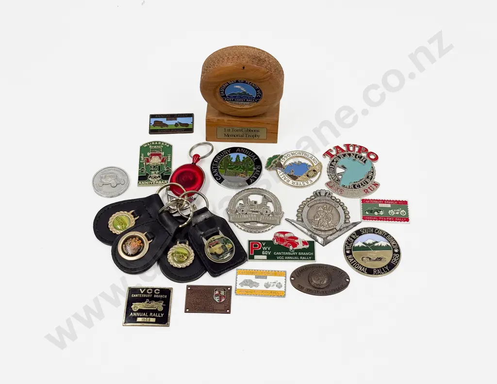 Collection NZ Rally and Other Event Automobile Commemorative Plaque Medallions Key Rings Image 1++