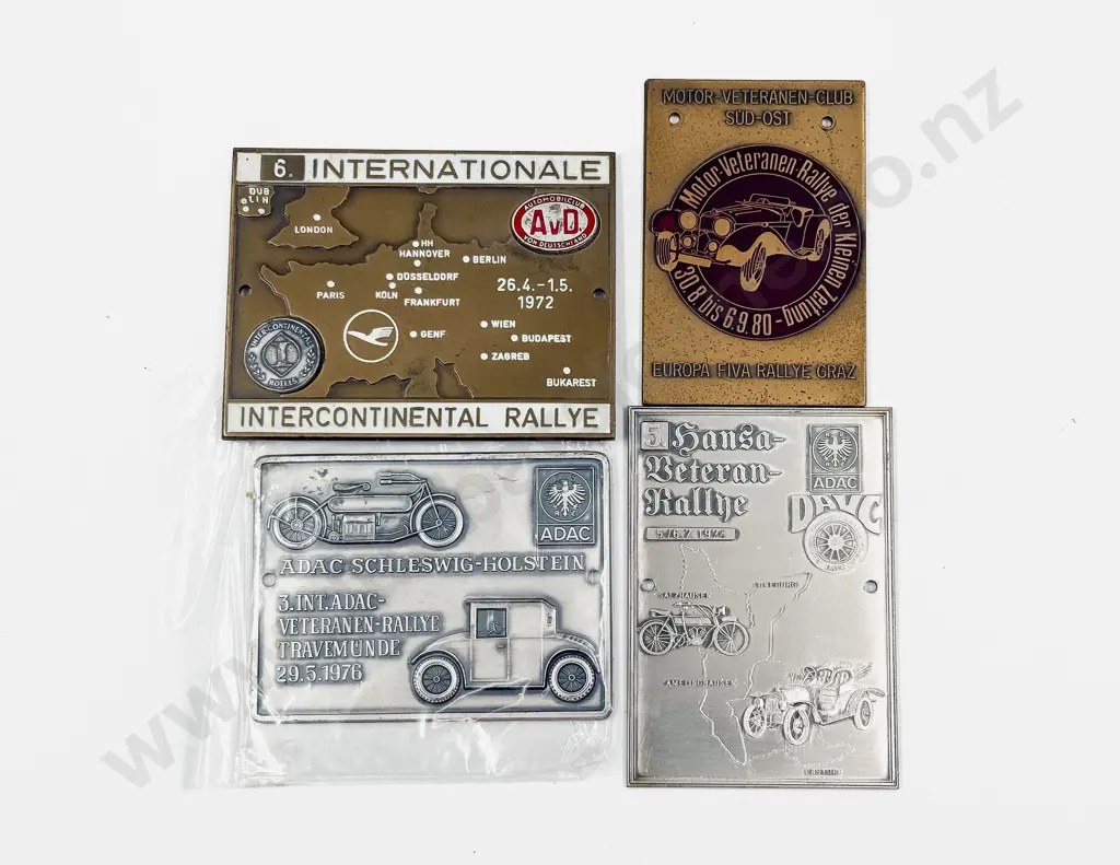 Four European Auto Rally Tour Club Grill Plaques Image 1++