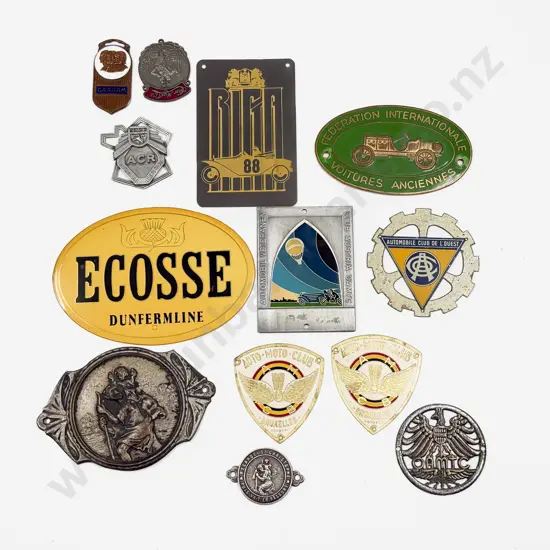 Collection European Automobile Rally Tour and Club Plaques with St Christophers