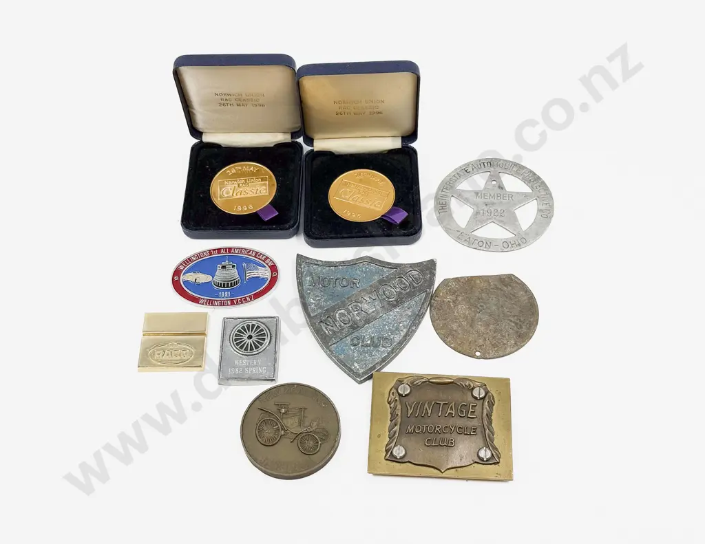 Collection Assorted Automobile Event Commemorative Plaque Medallions Image 1++