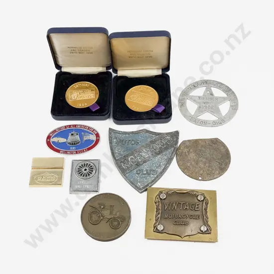 Collection Assorted Automobile Event Commemorative Plaque Medallions