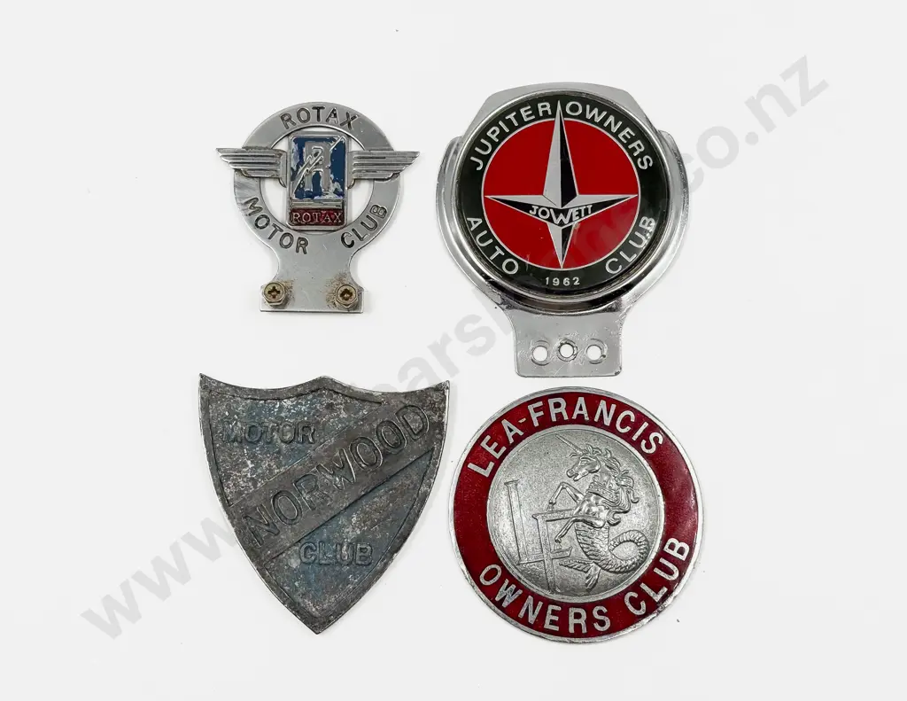 Four Motor Club Car Badges Rotex - Norwood - Lea-Francis - Jupiter Jowett Image 1++