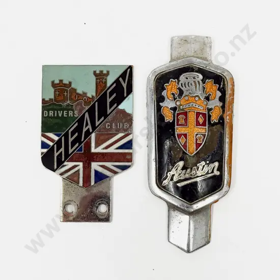Austin and Healey Drivers Club Car Badges with 60th Jubilee Mini Plaque
