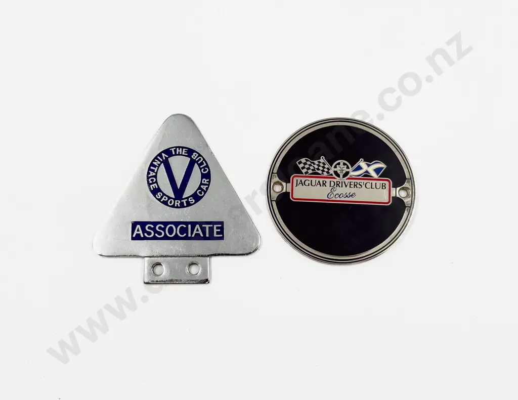Jaguar Drivers Club Ecosse Car Badge and The Vintage Sports Car Club Badge Image 1++