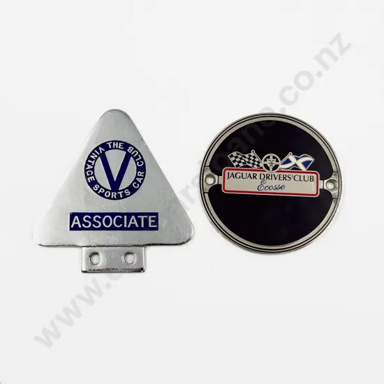 Jaguar Drivers Club Ecosse Car Badge and The Vintage Sports Car Club Badge