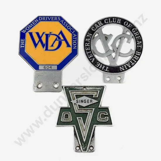 The Veteran Car Club of Great Britain Car Badge with Singer and WDA Badges