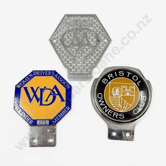 Bristol Owners Club Car Badge with AA and WDA Badges