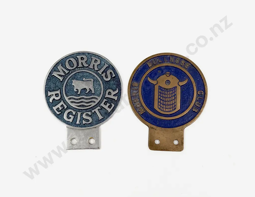 Two Morris Bullnose Club Car Badges Image 1++