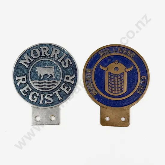 Two Morris Bullnose Club Car Badges