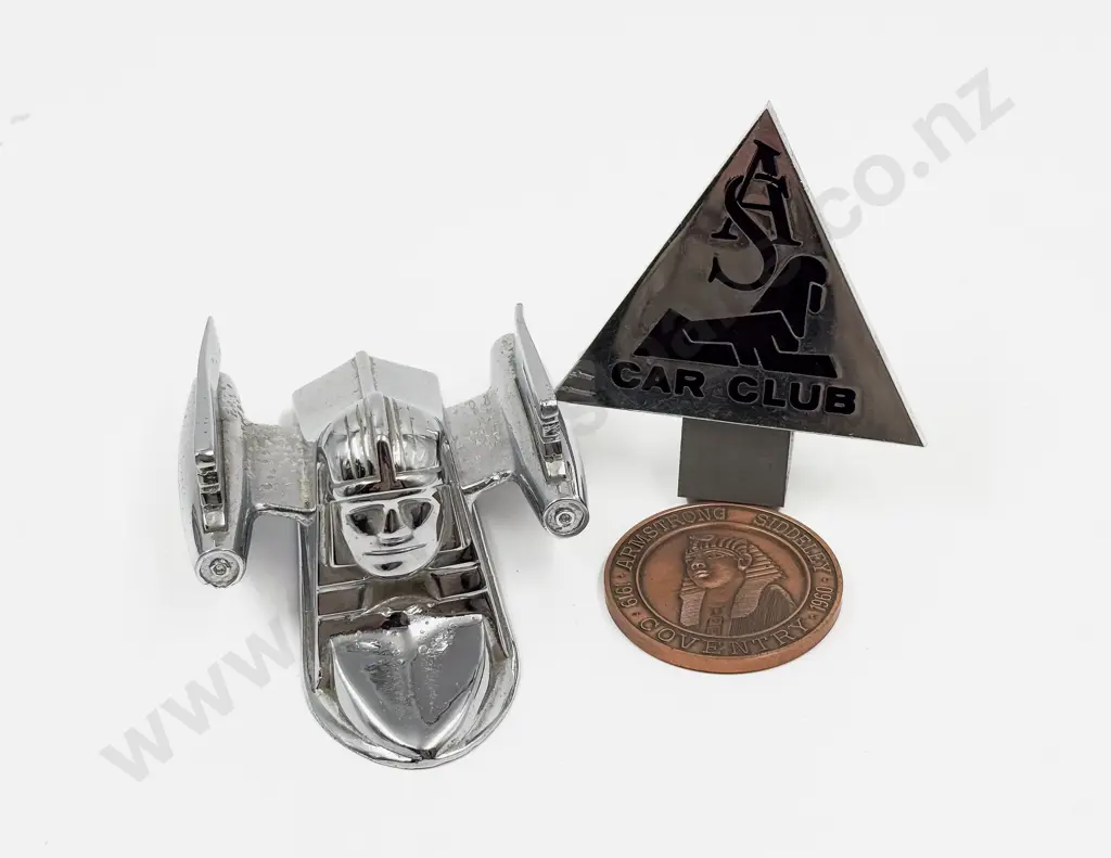 Armstrong-Siddeley Car Club Badge with Sphinx Mascot Hood Ornament and Medallion Image 1++