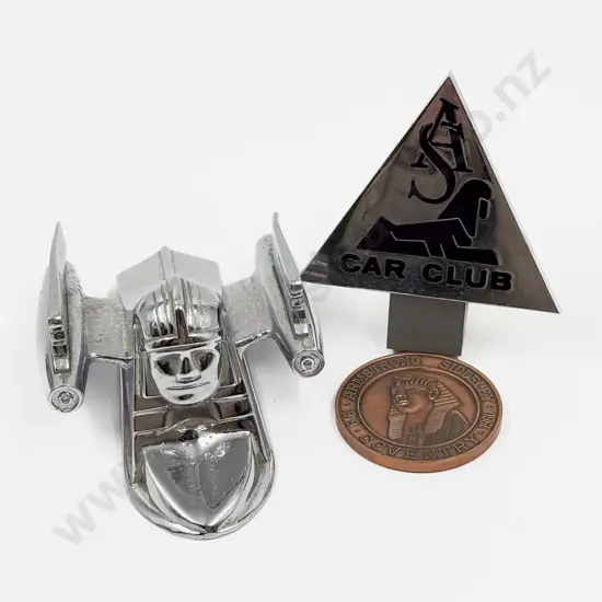 Armstrong-Siddeley Car Club Badge with Sphinx Mascot Hood Ornament and Medallion