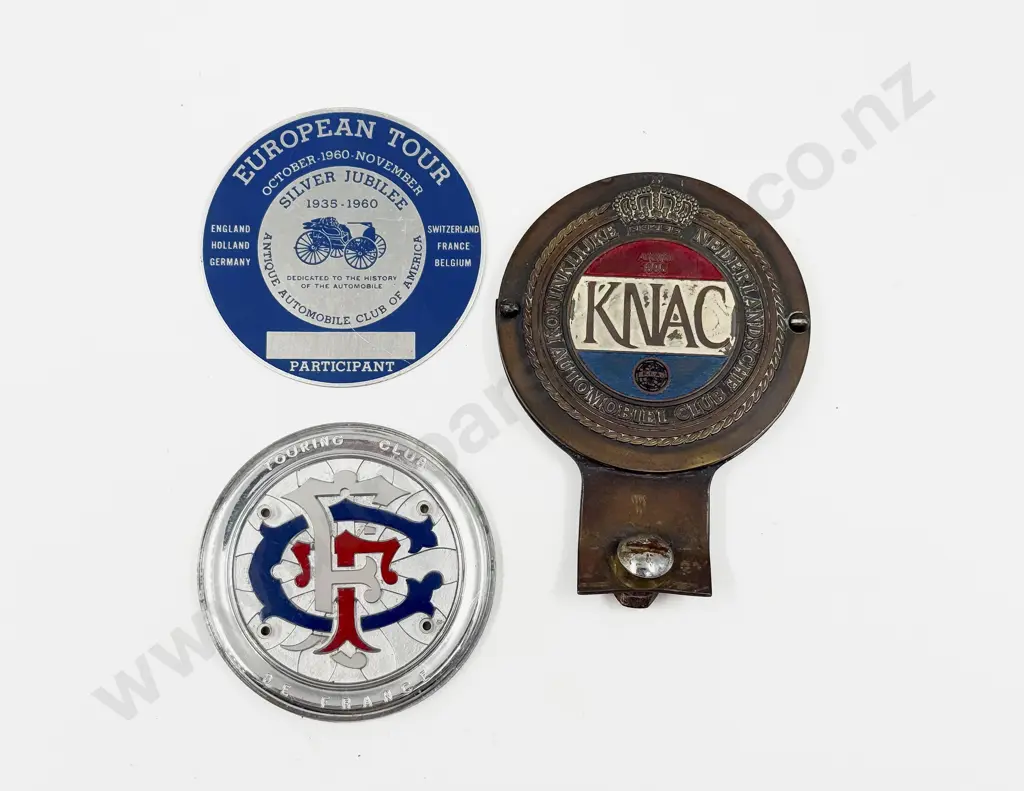 Vintage KNAC Nederlandsche Car Badge with Two Touring Badges Image 1++