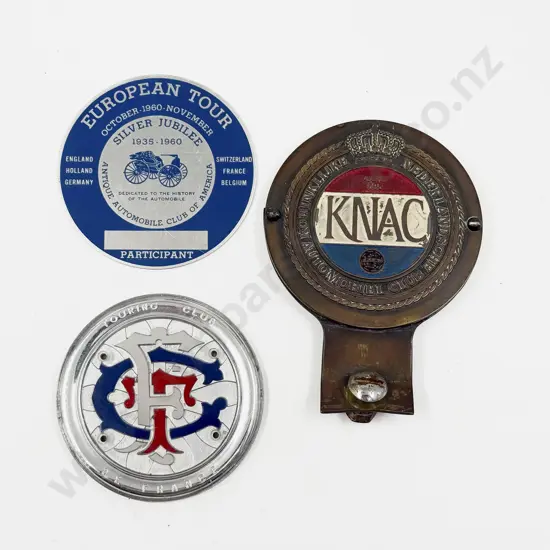 Vintage KNAC Nederlandsche Car Badge with Two Touring Badges