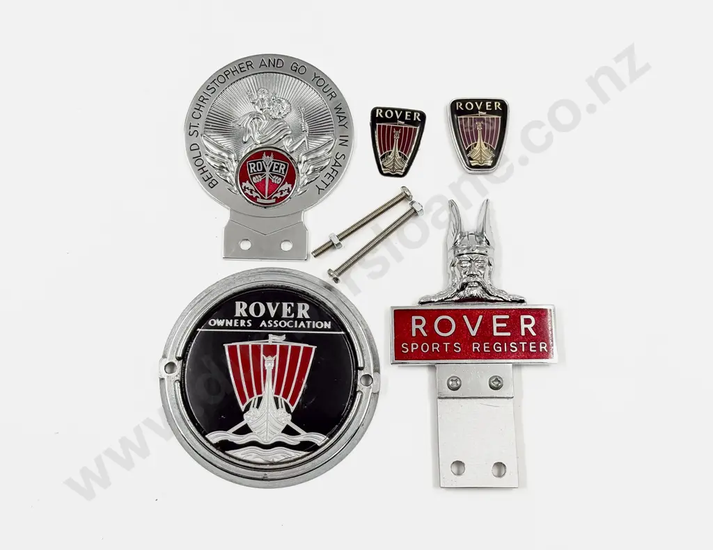 Three Rover Car Badges with Two Small Dash Badges Image 1++