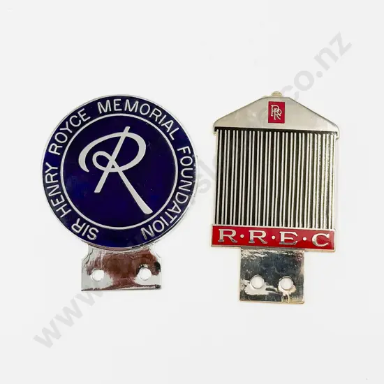 Rolls-Royce RREC Enthusiast's Club Grill Car Badge and Sir Henry Royce Memorial Fountain Badge
