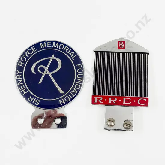 Rolls-Royce RREC Enthusiast's Club Grill Car Badge and Sir Henry Royce Memorial Fountain Badge