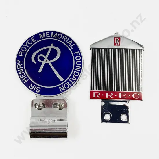 Rolls-Royce RREC Enthusiast's Club Grill Car Badge and Sir Henry Royce Memorial Fountain Badge