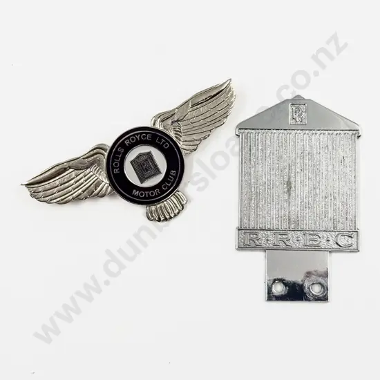 Replica Jean Baracat of St. Tropez RR Motor Club Badge with RREC Grill Badge
