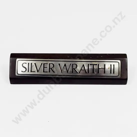 C1977-80 Silver Wraith II Boot Badge - Wood Mounted As Desk Stand