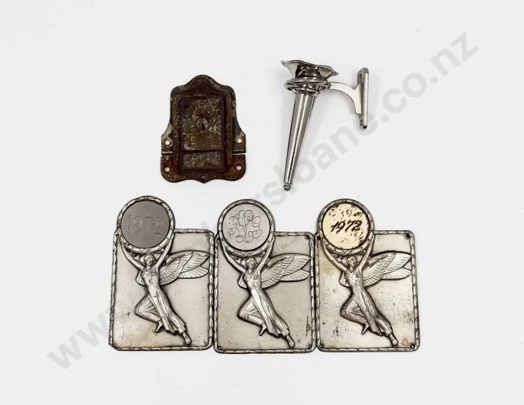 Three Vintage White Metal Goddess Nike (Victory) Award Plaques Image 1++