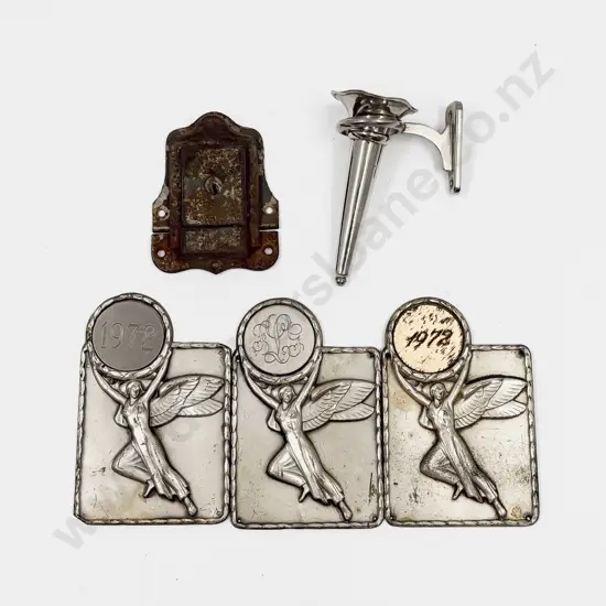 Three Vintage White Metal Goddess Nike (Victory) Award Plaques