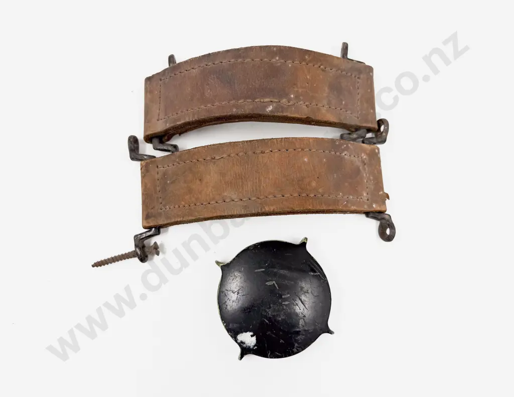 Pair Vintage Leather Rolls Royce Door Hinges and Petrol Cap Image 1++