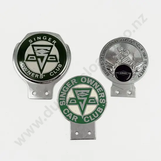 Three Singer Owners Club Car Badges