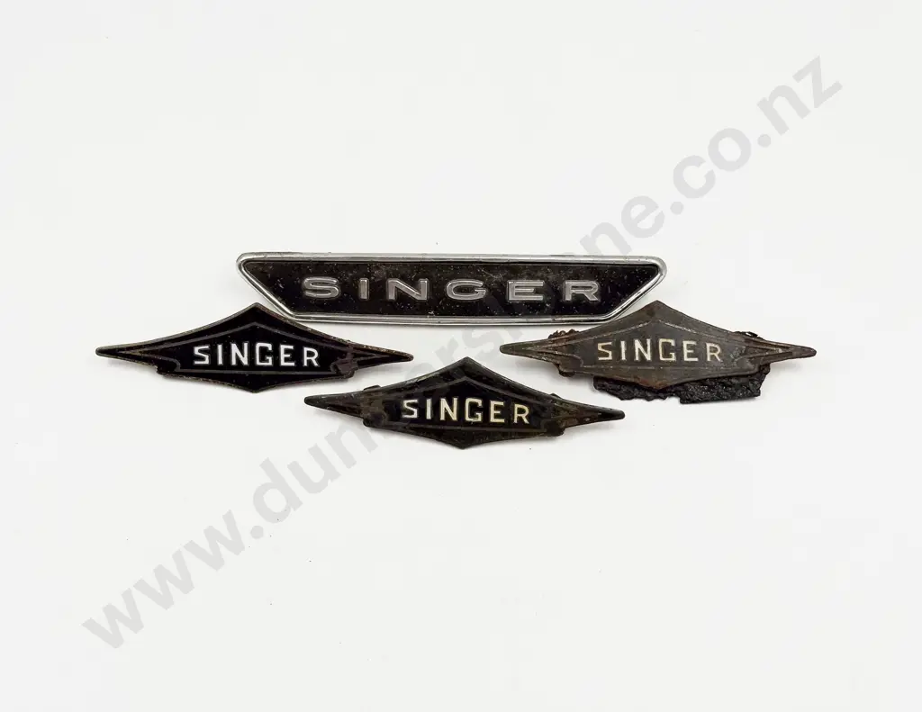 Vintage Singer Three Radiator Badges and Bonnet Badge Image 1++