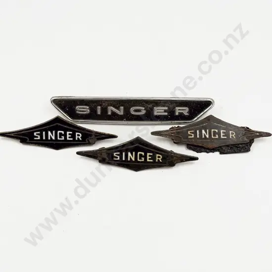 Vintage Singer Three Radiator Badges and Bonnet Badge