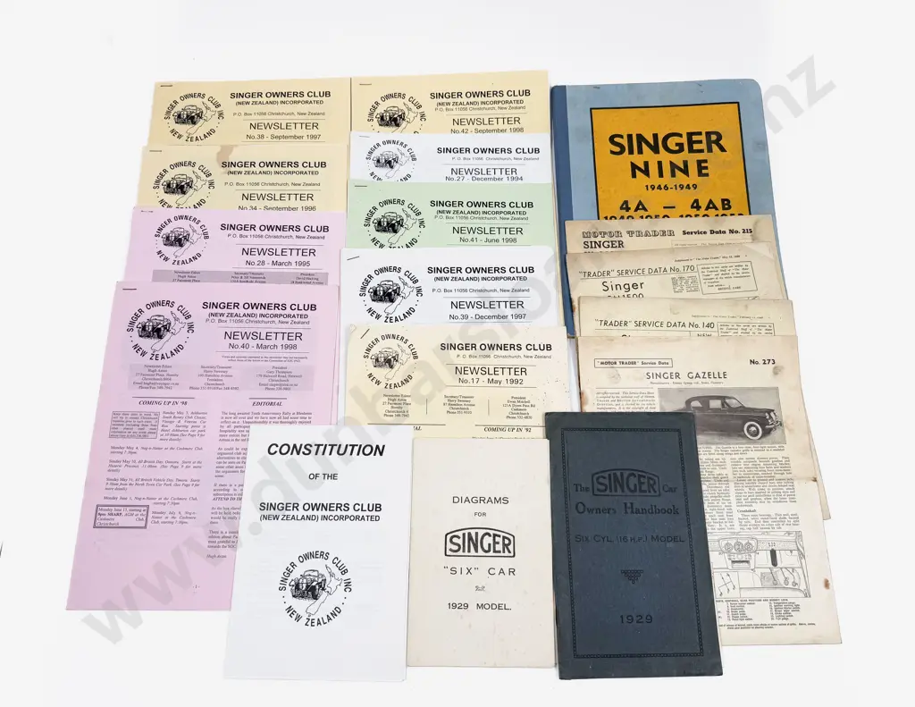 Singer Car Owners Handbooks and Magazines with Replica Mascot Image 1++