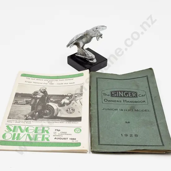 Singer Car Owners Handbooks and Magazines with Replica Mascot