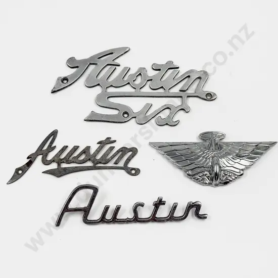 Vintage Austin Badge and Three Name Plates