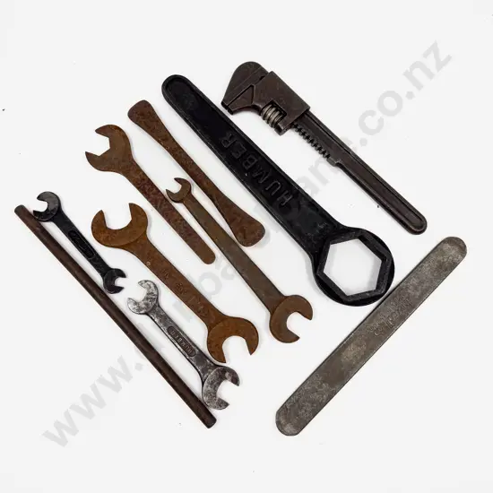 Three Humber Tool Kit Spanners with Seven Other Un-named Tools