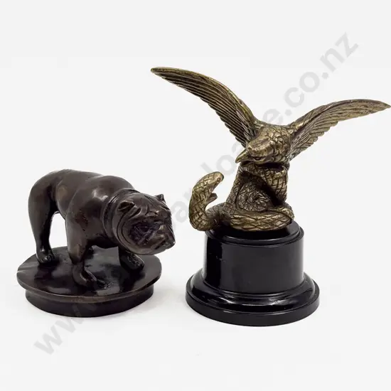 Reproduction C1920 Eagle Attacking Snake Car Mascot and Bulldog Mascot